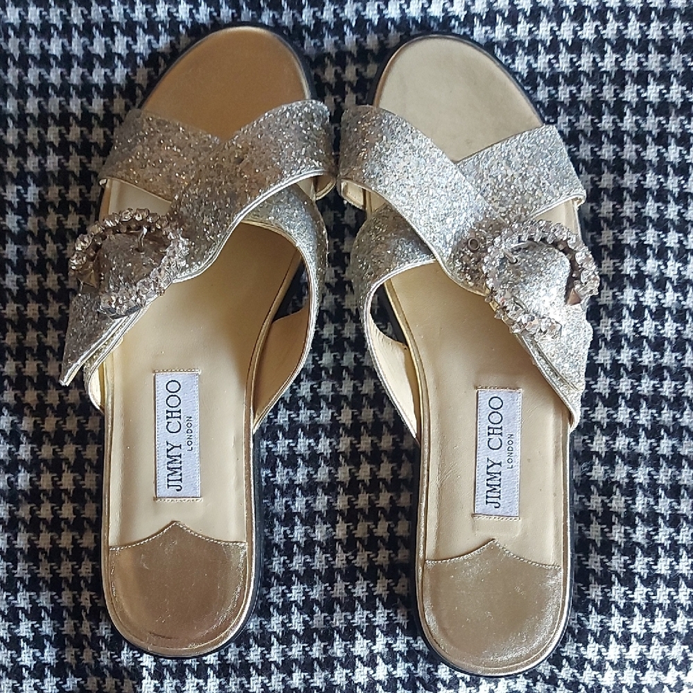 Jimmy Choo Glittering Silver Sandals